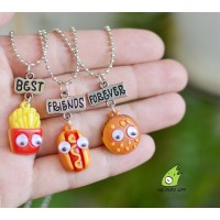 Кулон для  троих друзей "Best Friends. Fast food". Цена за 1 комплект